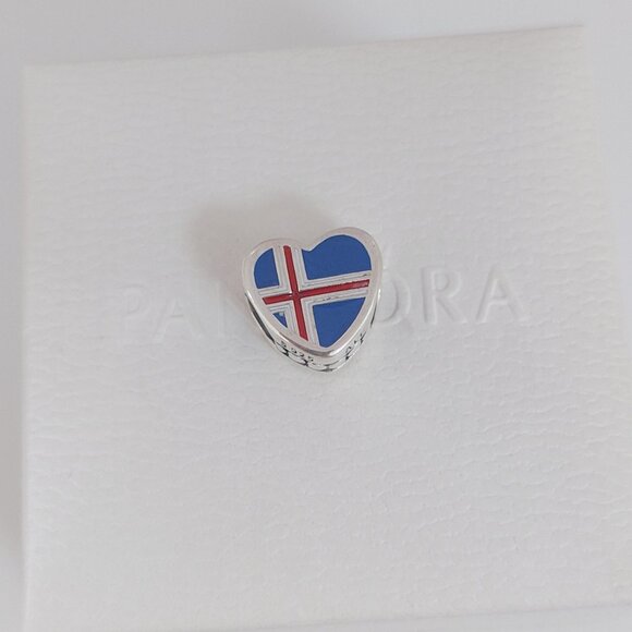 Pandora Iceland Flag Heart Charm Bead S925 Silver with box - Picture 3 of 9